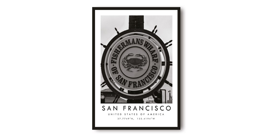 San Francisco Fishermans Wharf Black And White Art Print