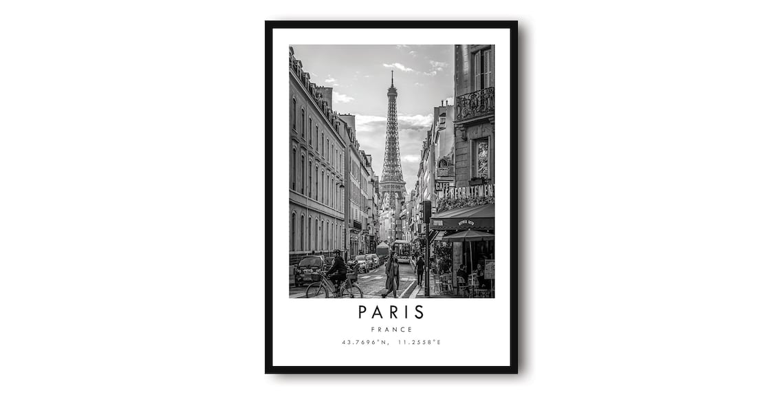 Paris Minimalist Travel Poster, France Wall Art