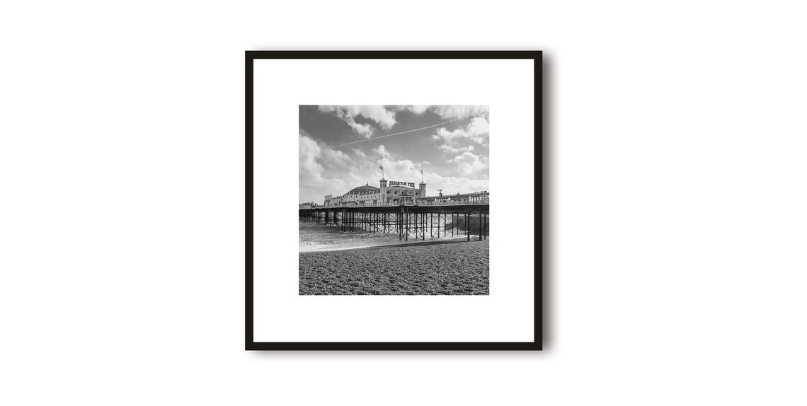 Victorian Seaside Pier Pavilion Black and White Photo Art Print