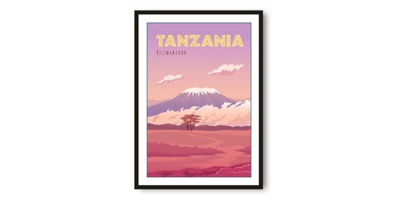 Kilimanjaro Travel Poster Tanzania Art Print Minimalist Decor