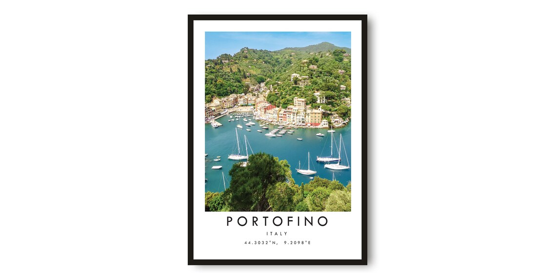 Portofino Italy Colorful Harbor Sailboats Coastal Photo Travel Poster