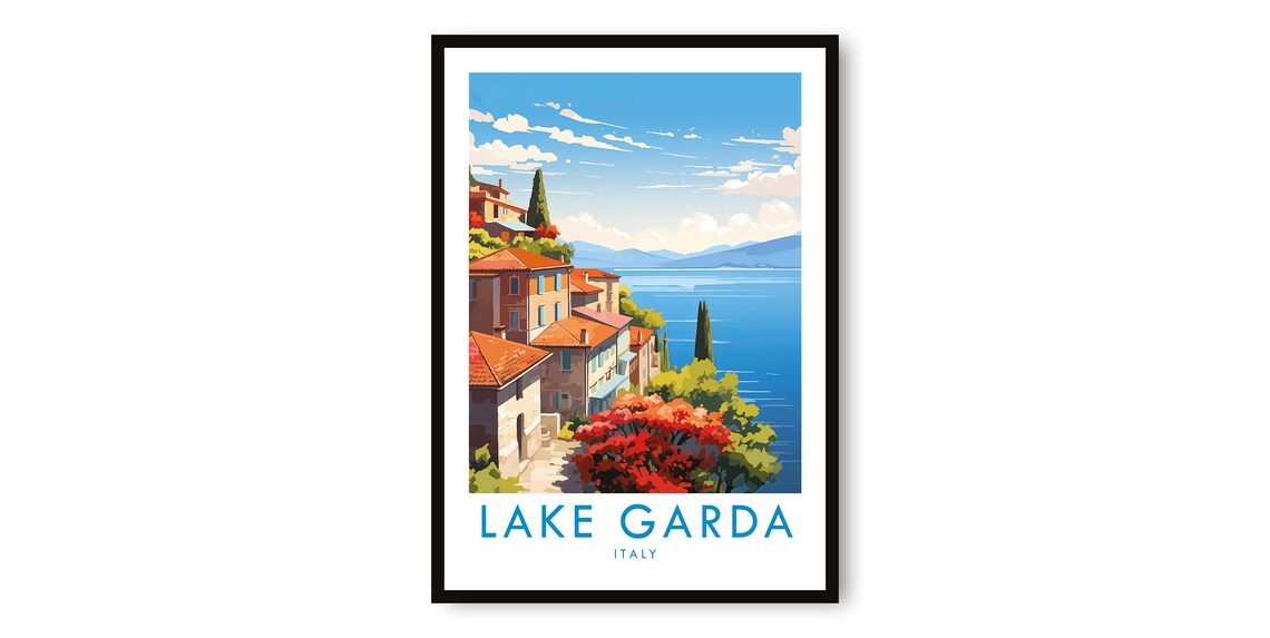 Lake Garda Italy Travel Poster, Travel Poster