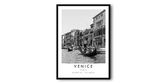 Venice Travel Print, Minimalist Black and White