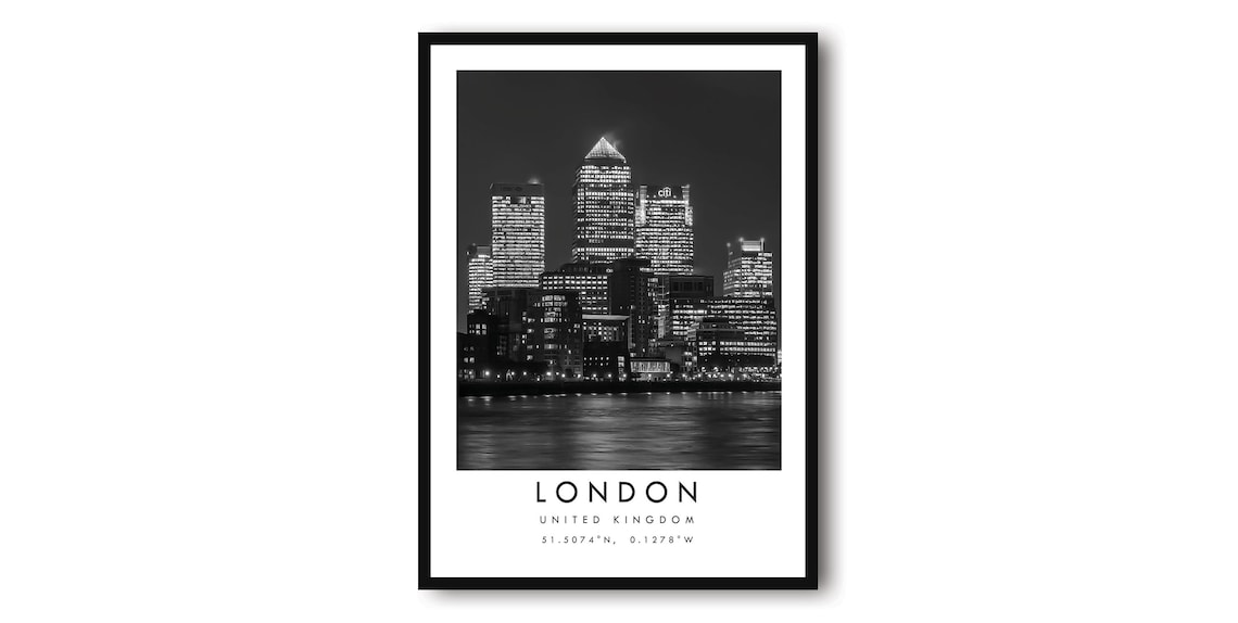 London Skyline Black and White Art Print