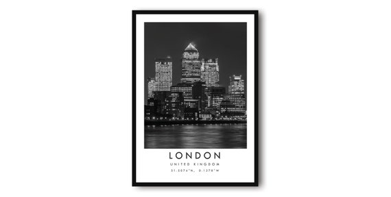 London Skyline Black and White Art Print