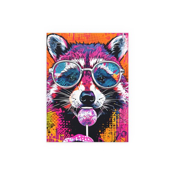 Cool Raccoon With Sunglasses Licking a Pink Lollipop Graffiti Poster
