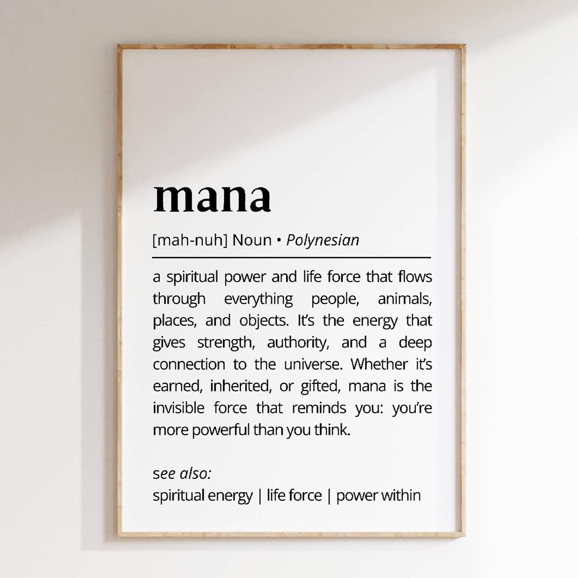 Mana Definition Minimalist Hawaiian Life Force Art Print