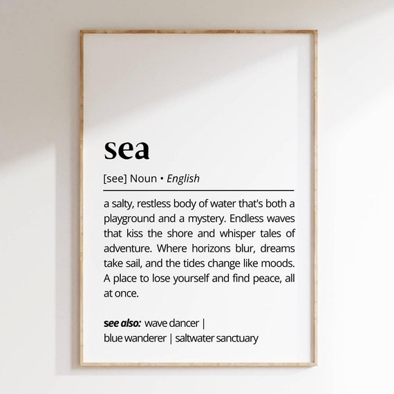 Sea Definition Coastal Ocean Quote Poster