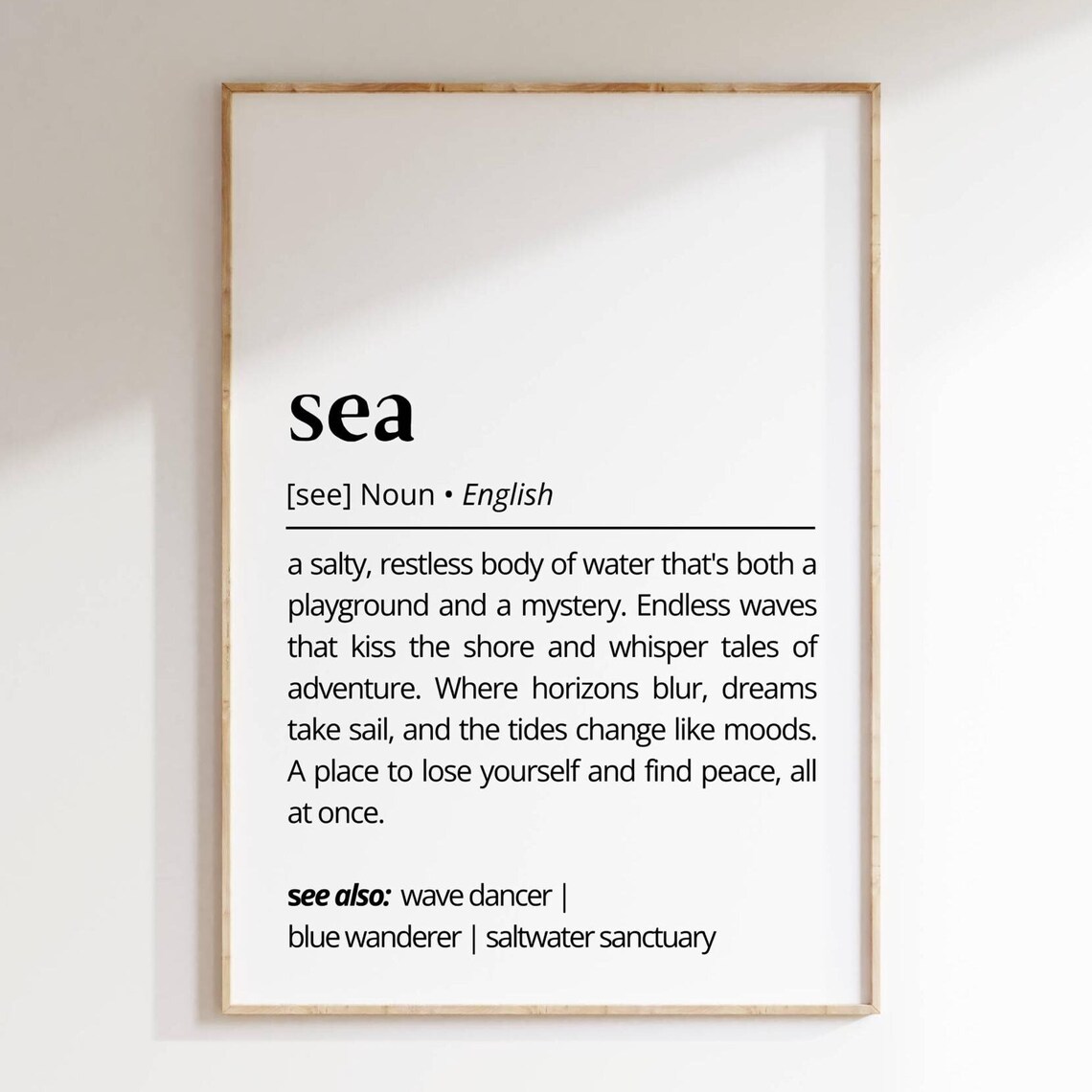 Sea Definition Coastal Ocean Quote Poster