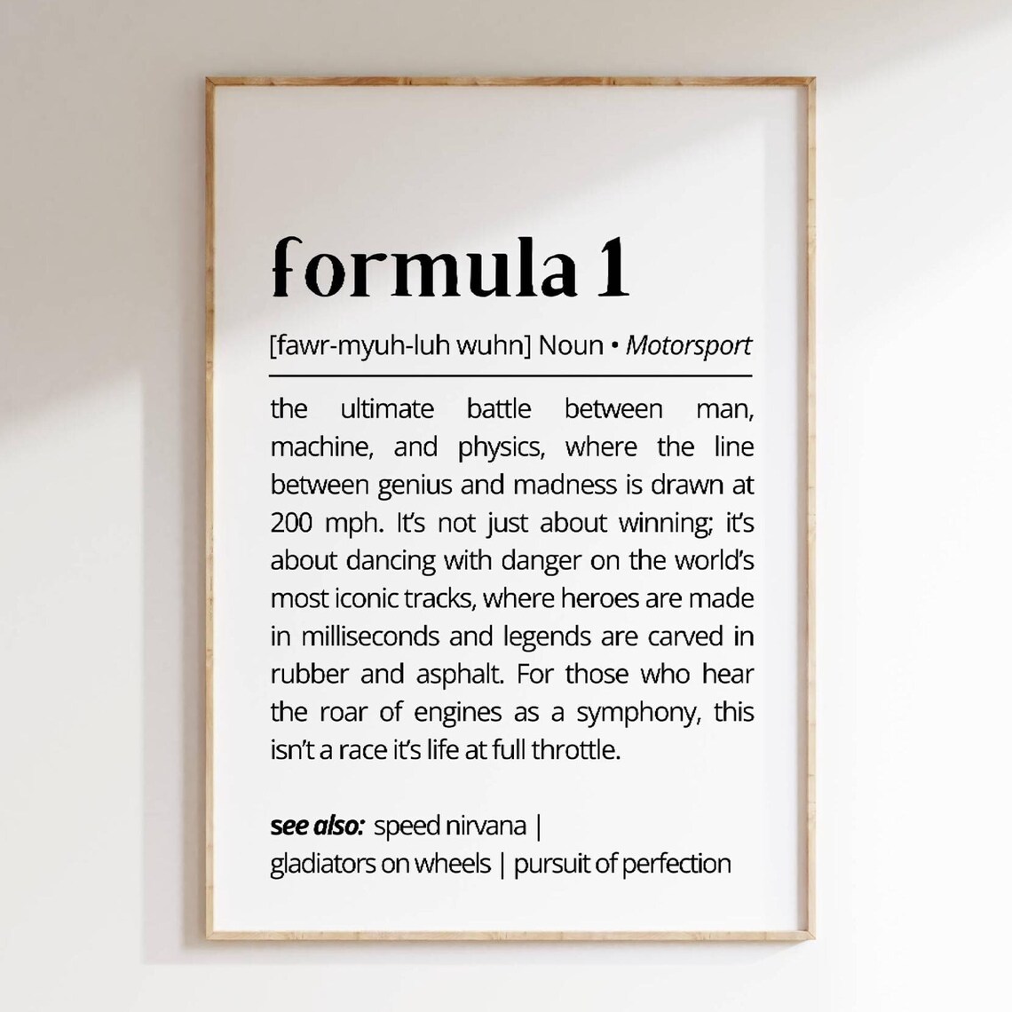 Formula 1 Definition Motorsport Inspiration Art Print
