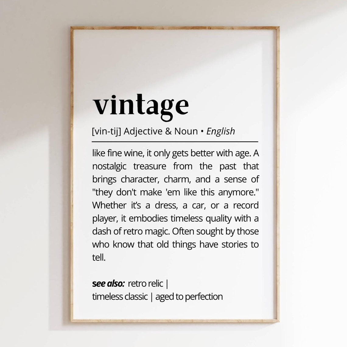 Vintage Definition Nostalgic Retro Charm Dictionary Style Wall Art