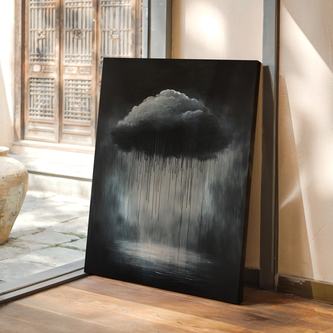 Moody Rain Cloud Minimalist Abstract Wall Art