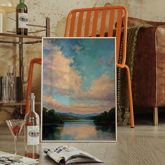 Sunset Lake Landscape With Vibrant Sky