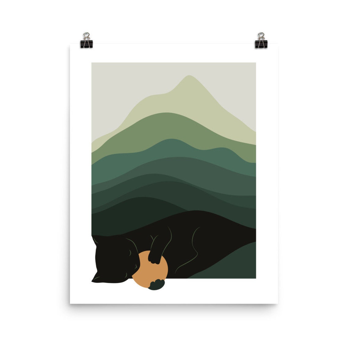 Cat Landscape 8b Green Version Art Print