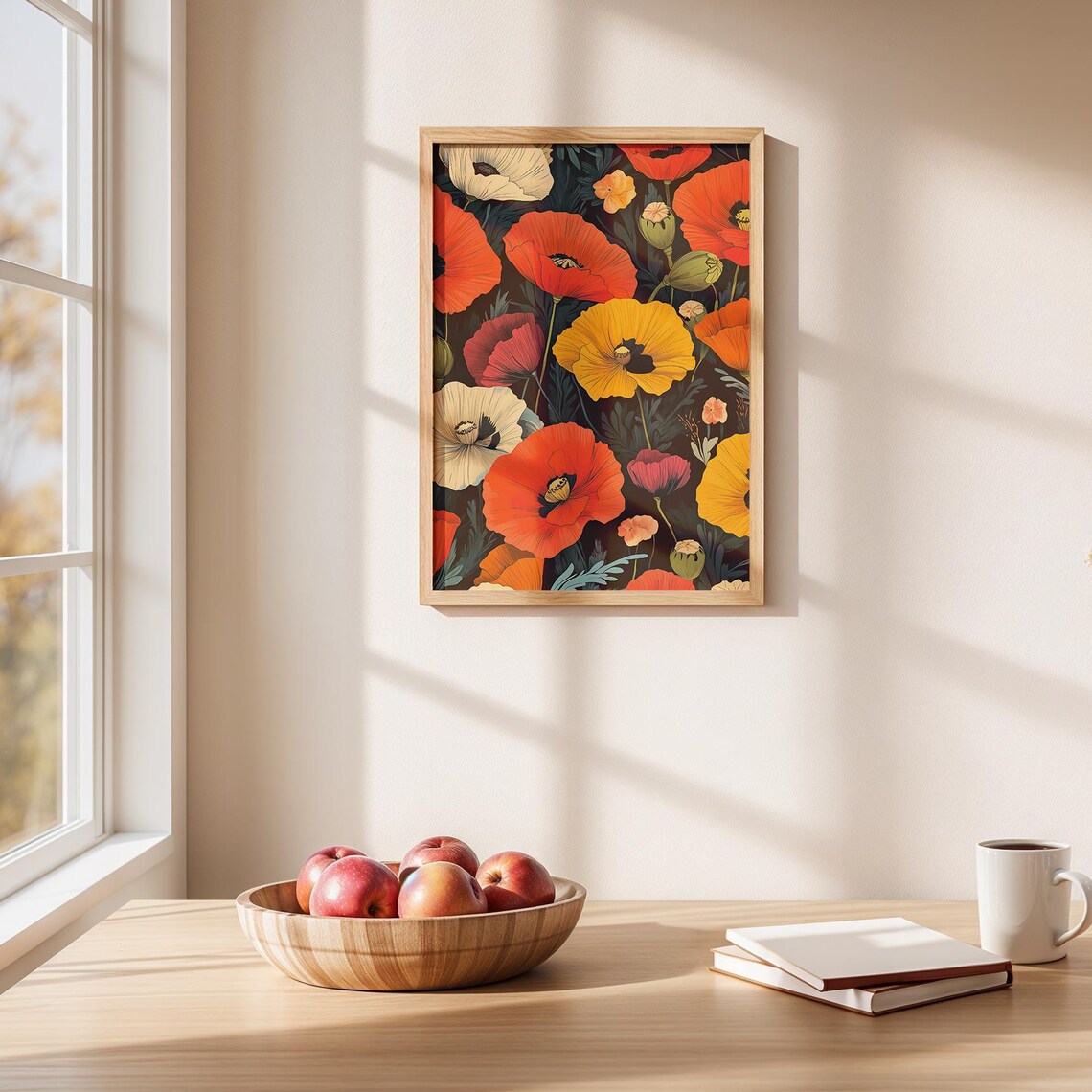 Poppy Field Botanical Art Print, Vibrant Floral