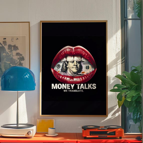 Money Talks Luxury Art Print Vintage Inspired Wall Decor For Rich Mindset Wealth Manifestation Old Poster