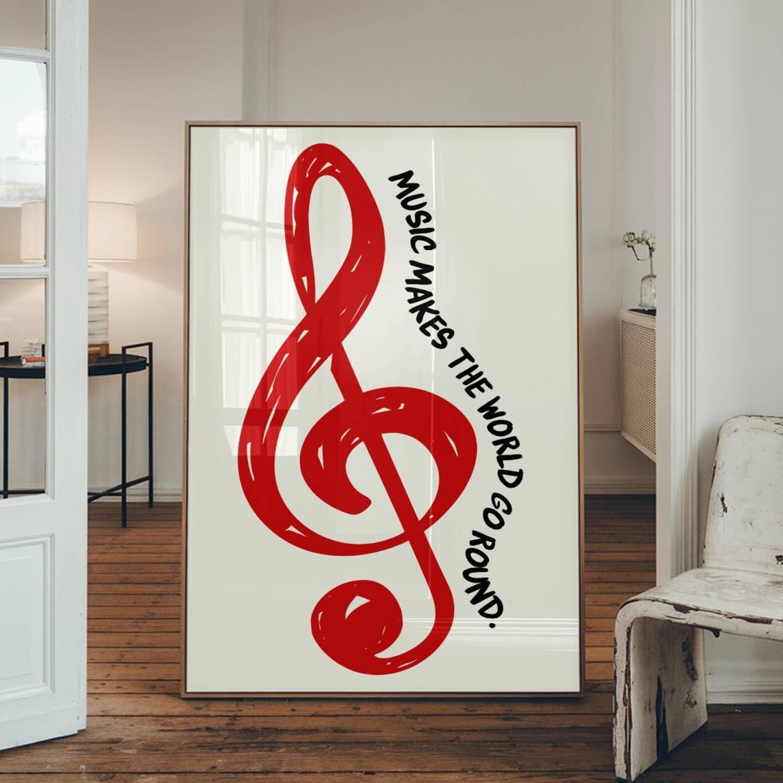 Retro Music Quote Poster, Treble Clef Classroom Print