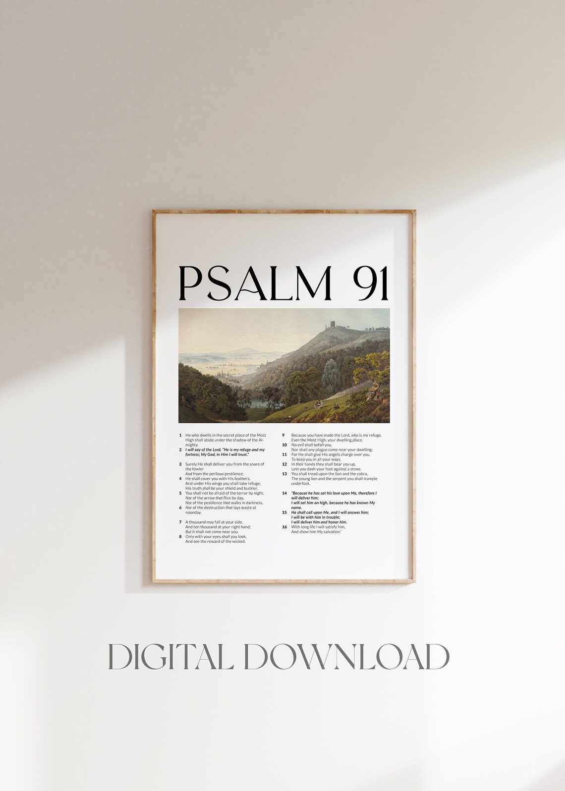 Psalm 91 Bible Verse Vintage Christian Art Print - Image 2