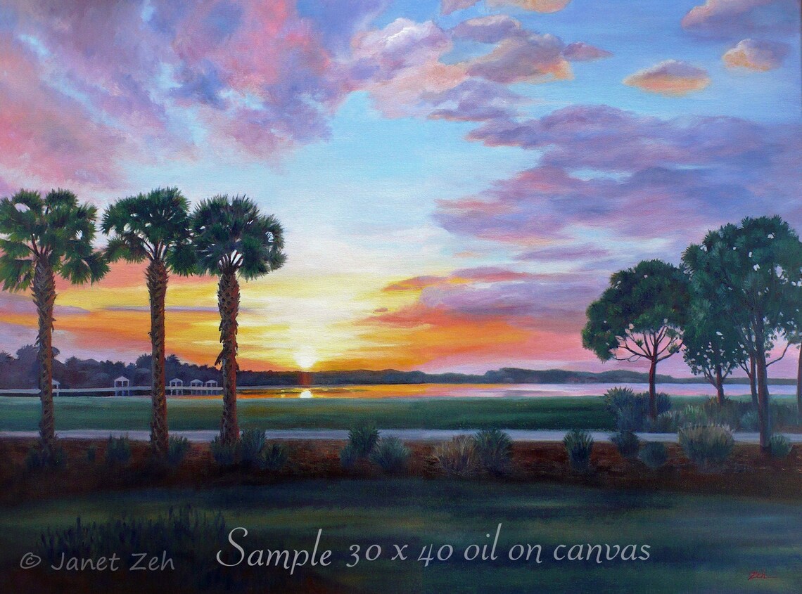 Custom Sunset Sunrise Seascape Art Print, Janet Zeh
