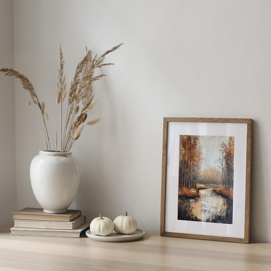 Golden Autumn Forest Stream Sunlit Trees Oil Painting Art Poster - Image 5