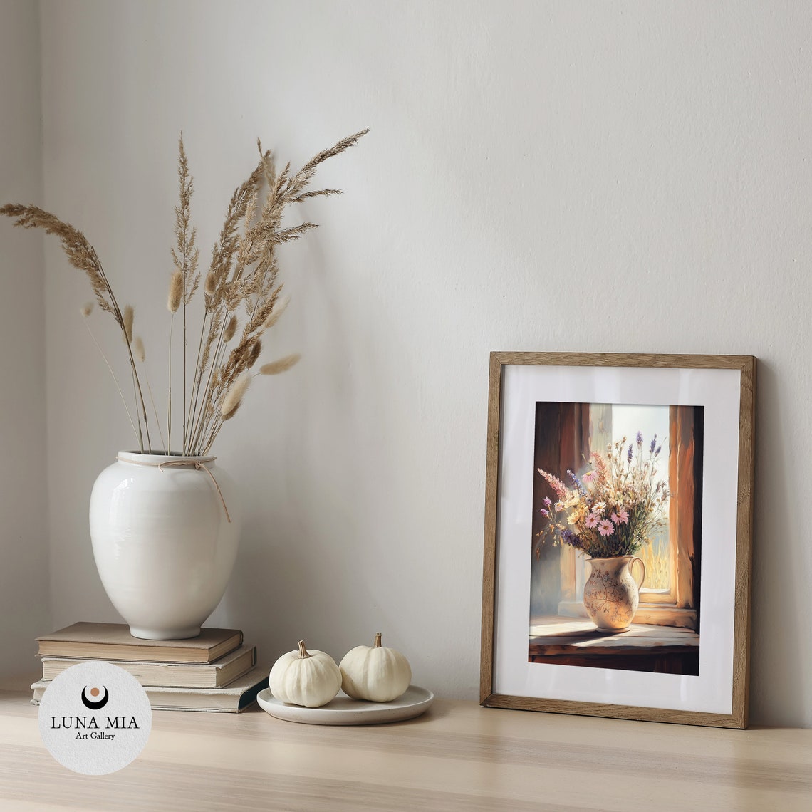 Delicate Wildflowers in Ceramic Pitcher on Sunlit Sill Poster - Image 5