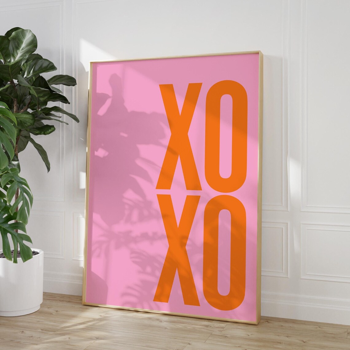 XOXO Pink Orange Typography Poster for Bedroom