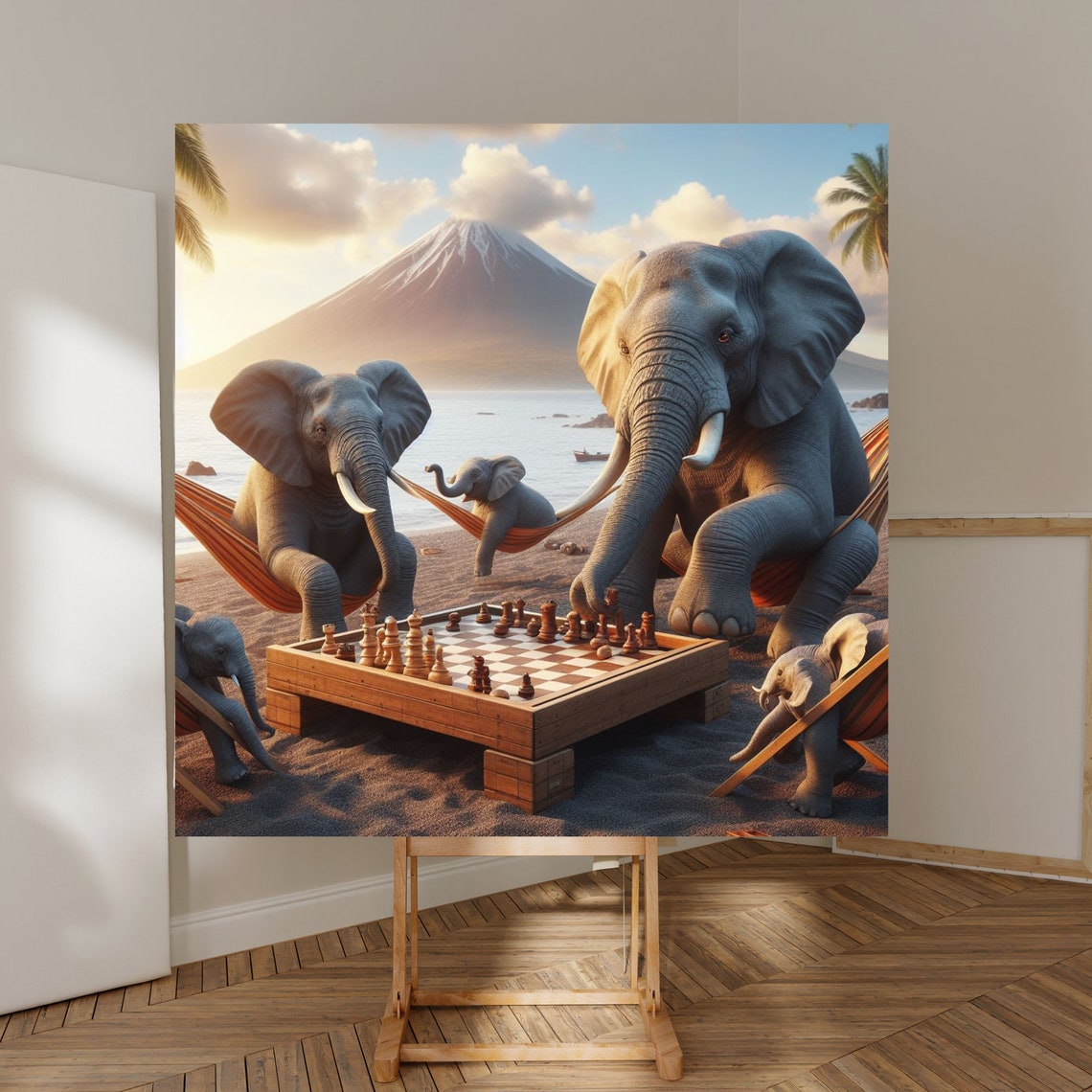 Whimsical Elephants Playing Art Print