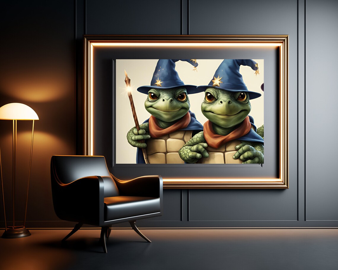 Wizard Turtles Cute Quirky Animal Art Print