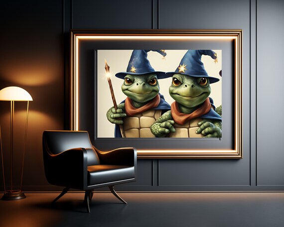 Wizard Turtles Cute Quirky Animal Art Print