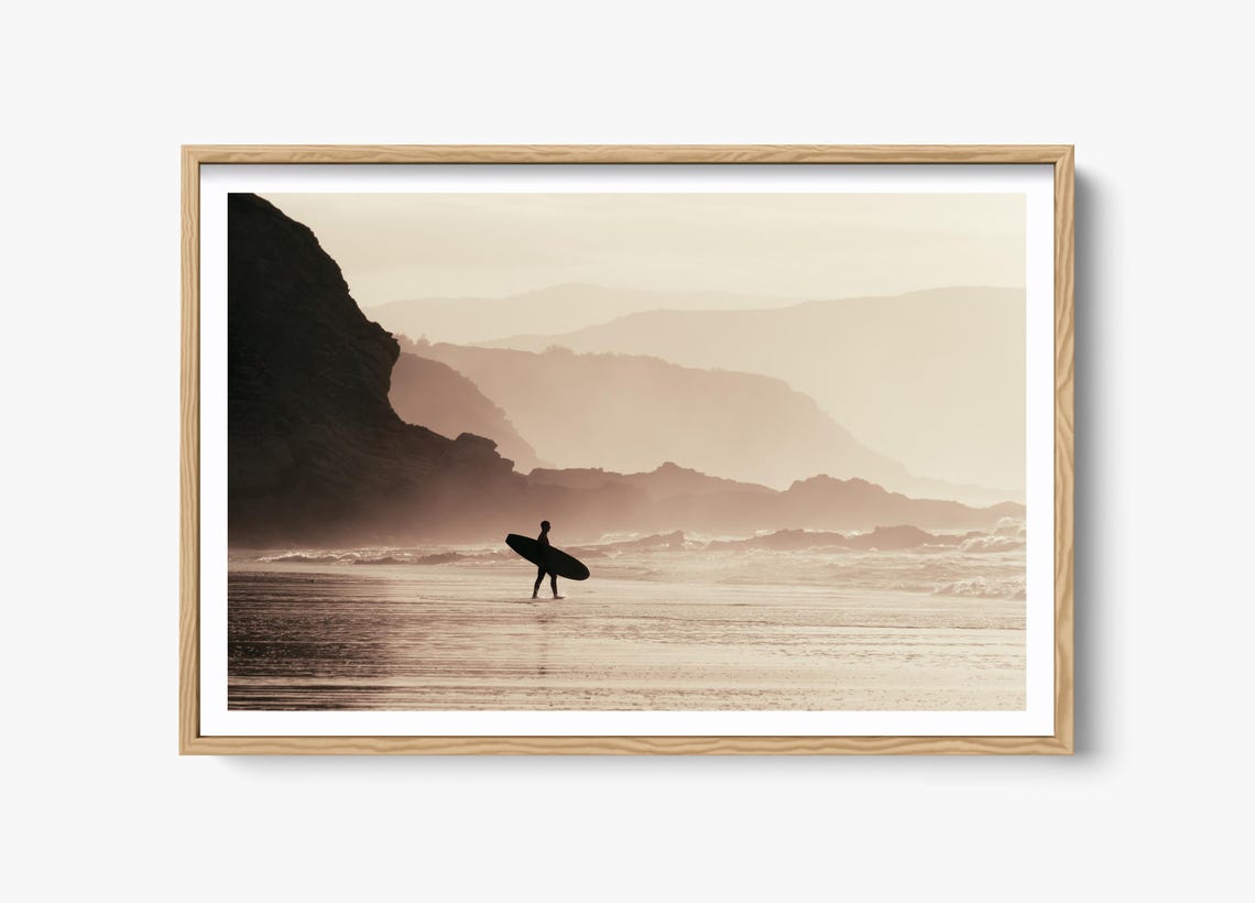 Surfer Coastal Ocean, Minimalist Art Print