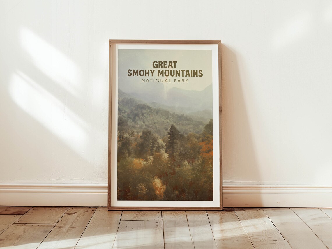 Great Smoky Mountains National Park Poster Misty Peaks Forest Nature Art