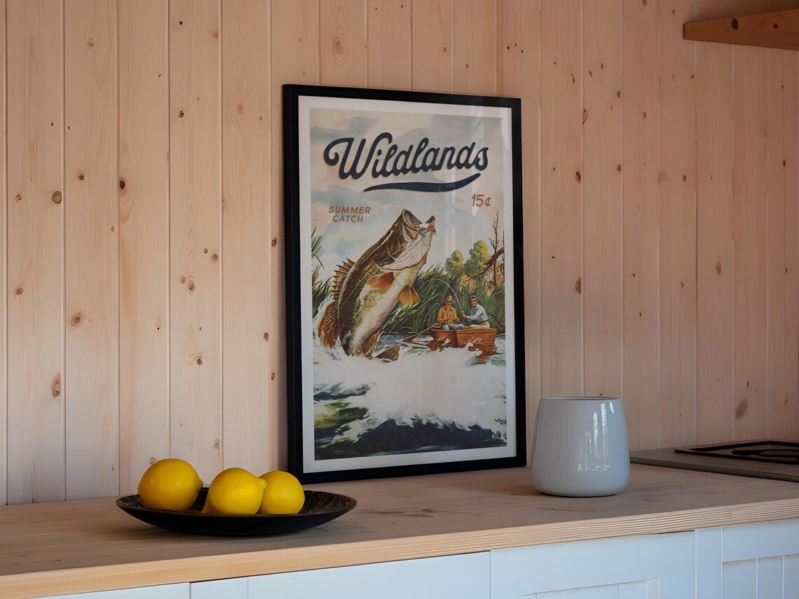 Retro Boat Fishing Art Print, Angler Wall Decor - Image 2