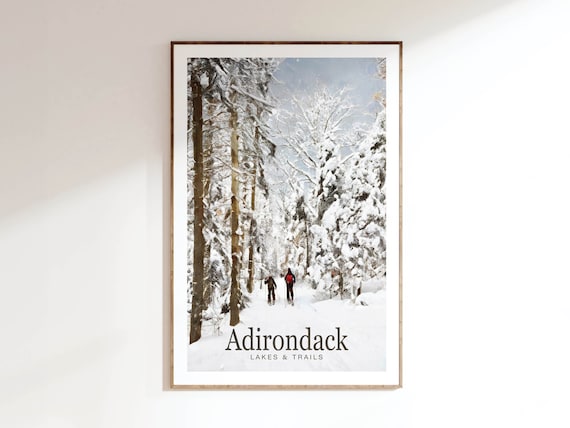 Adirondack Travel Poster, New York Winter Landscape