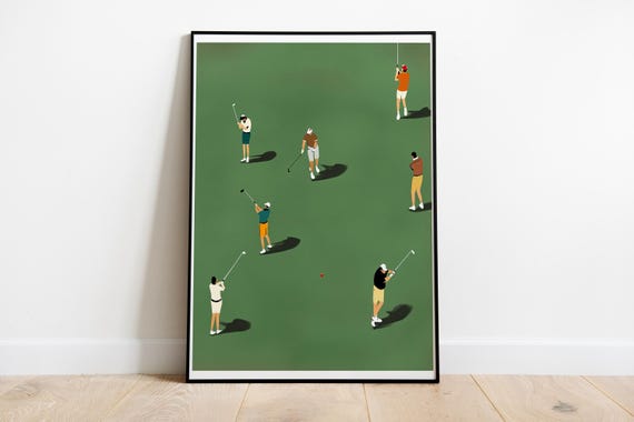 Minimalist People Art Gift For Dad Golfer People Golf Artwork Golf Gift Minimalist Room Decor College Dorm Art Fathers Day Gift