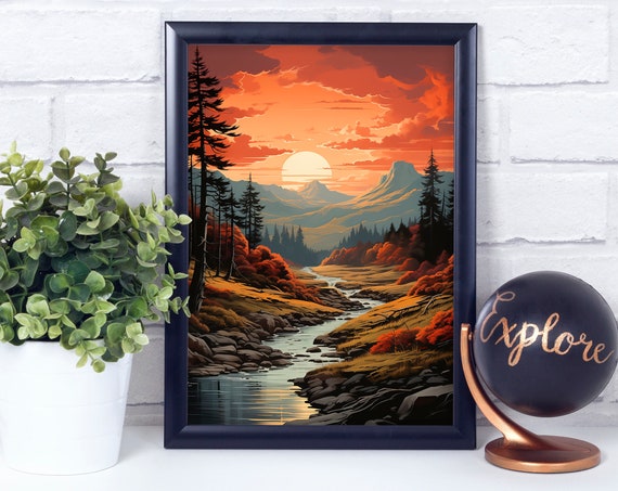 Highland Sunset Poster Print Wall Dcor
