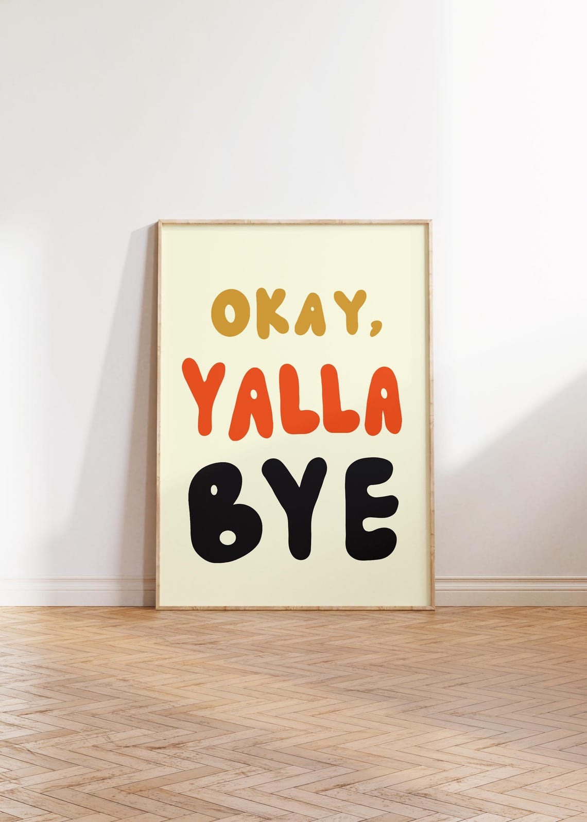 Okay Yalla Bye Print Retro Bubble Letters Colorful Fun Wall Decor