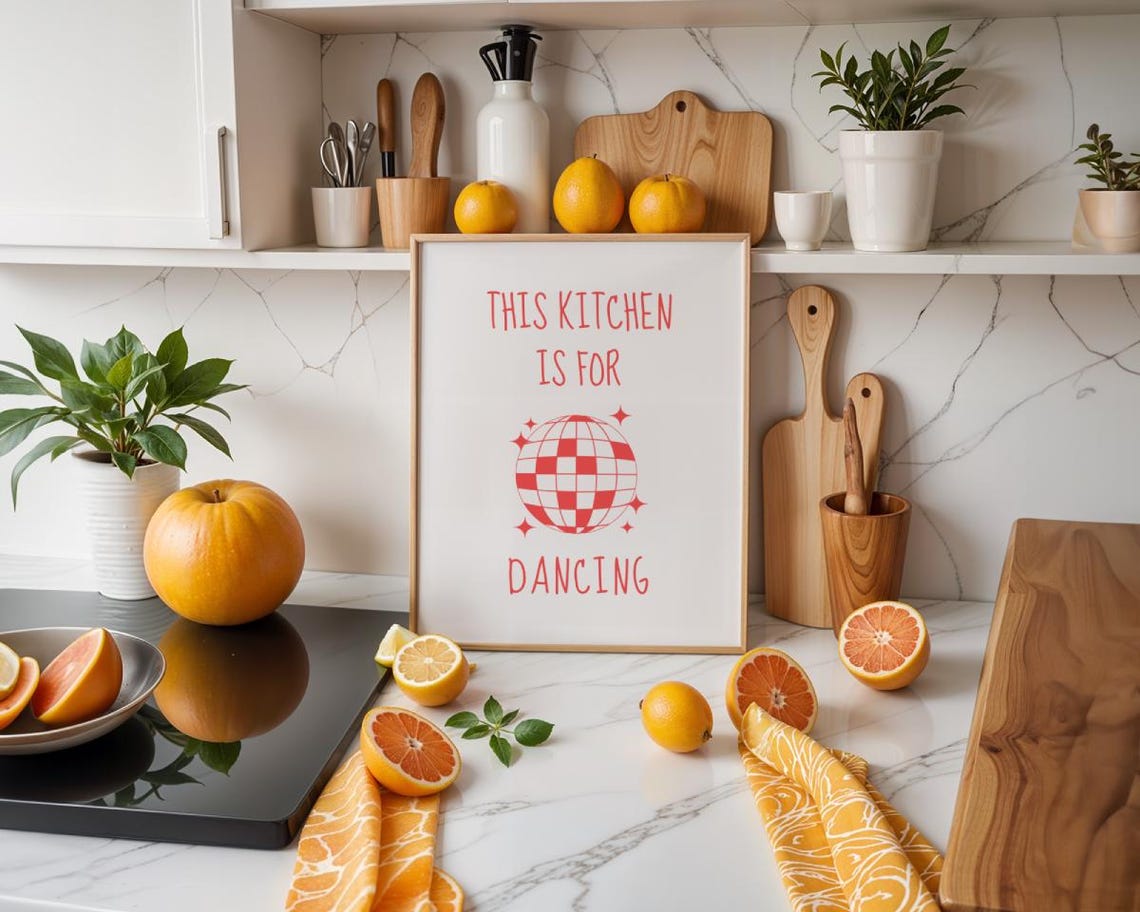 Aesthetic Kitchen Decor Cute Dance Art Red Kitchen Wall Art Print Minimalist Retro Print Trendy Kitchen Poster Art Print - Image 4