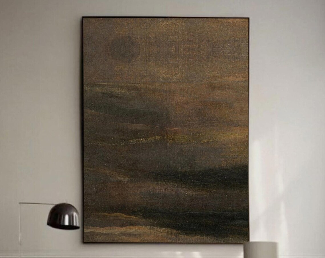 Dark Brown Moody Wabi Sabi Abstract Landscape Painting Art Poster