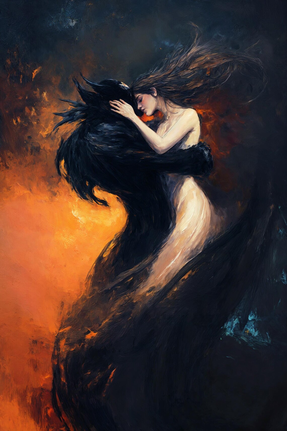 Mystical Demon and Maiden Scene Gothic Art Print - Image 3
