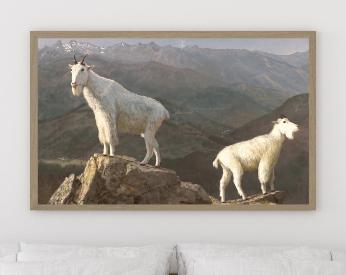 Vintage Wall Art Mountain Goats Painting Antique Art Painting Wall Art 18th Century Art Above Bed Farmhouse Art - Image 3