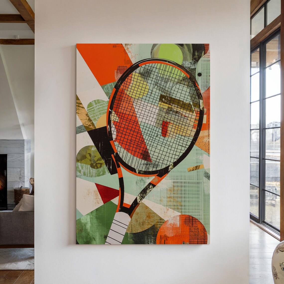 Abstract Tennis Artwork, Dynamic Racket And Ball