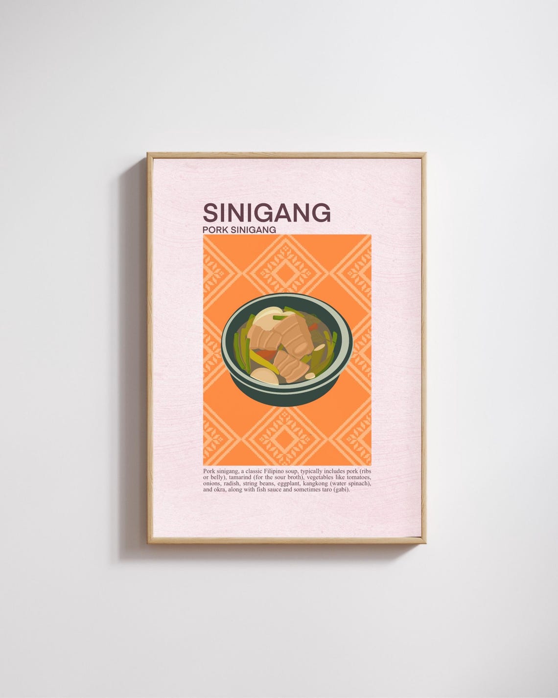 Pork Sinigang Filipino Soup Recipe Style Food Illustration Poster