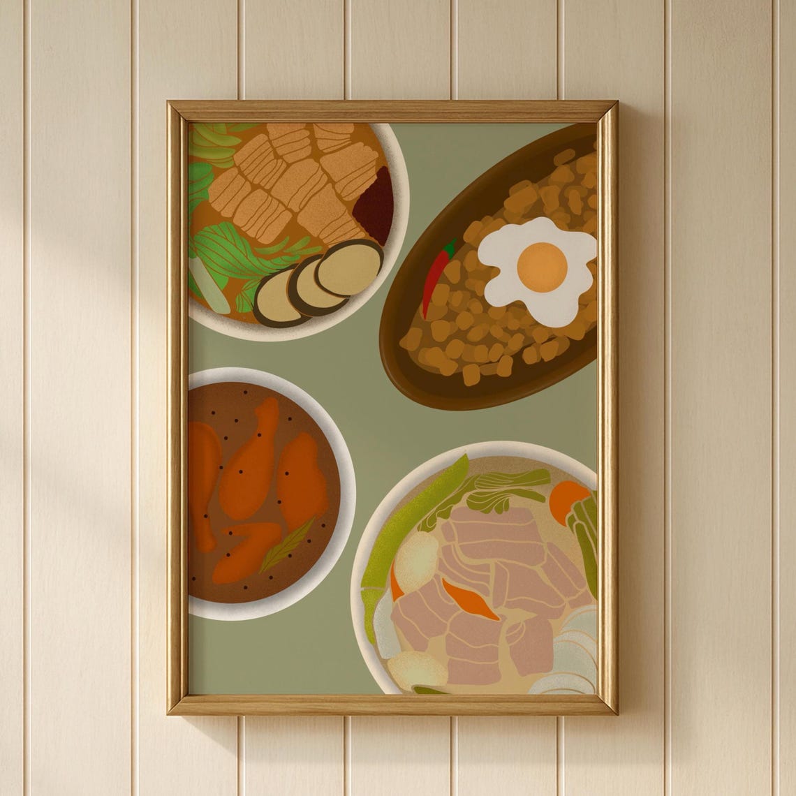 Filipino Dishes Flat Lay Sisig Kare Kare Adobo Sinigang Art Poster