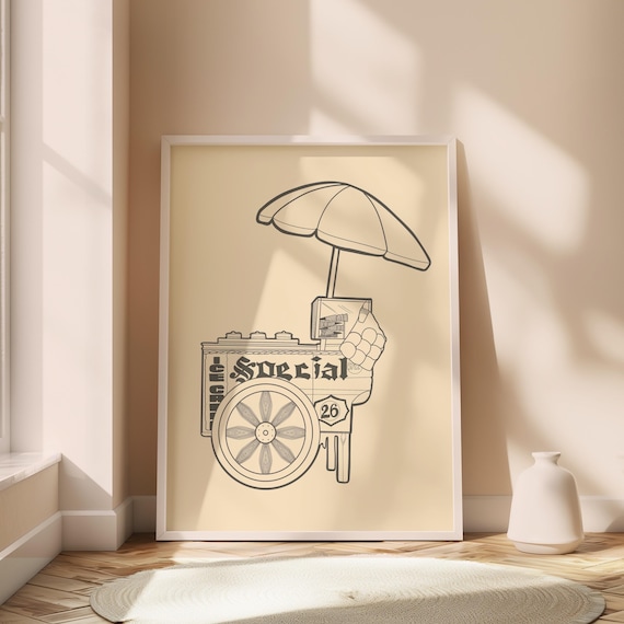 Filipino Ice Cream Cart Sorbetes Poster Pinoy Digital Art Homeliving Room Wall Decorprintable Philippine Line Modern Artwork