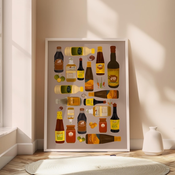 Filipino Pantry Condiments Printable Poster Philippines Wall Art Decor Home And Kitchen Prints Digital Download Retro Artworks