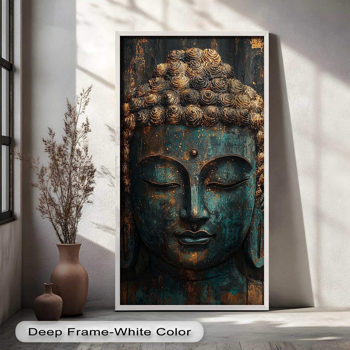 Rustic Buddha Face, Zen Decor Wall Art Print - Image 3