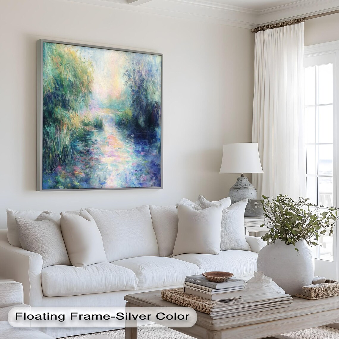 Impressionist River Scene, Serene Nature Decor - Image 5