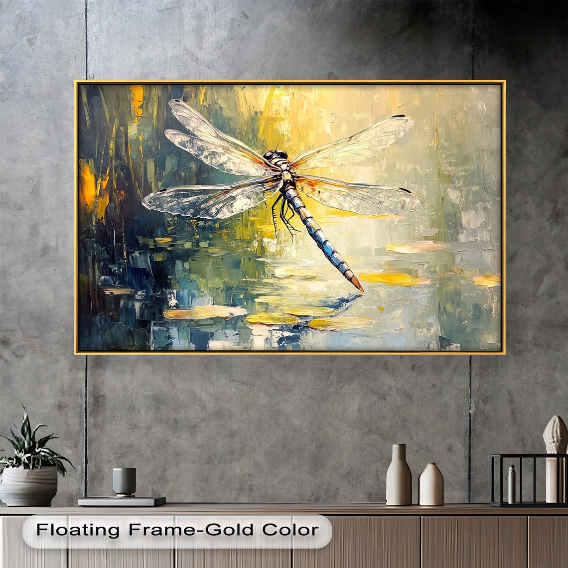 Dragonfly Textured Insect Nature Print, Modern Decor