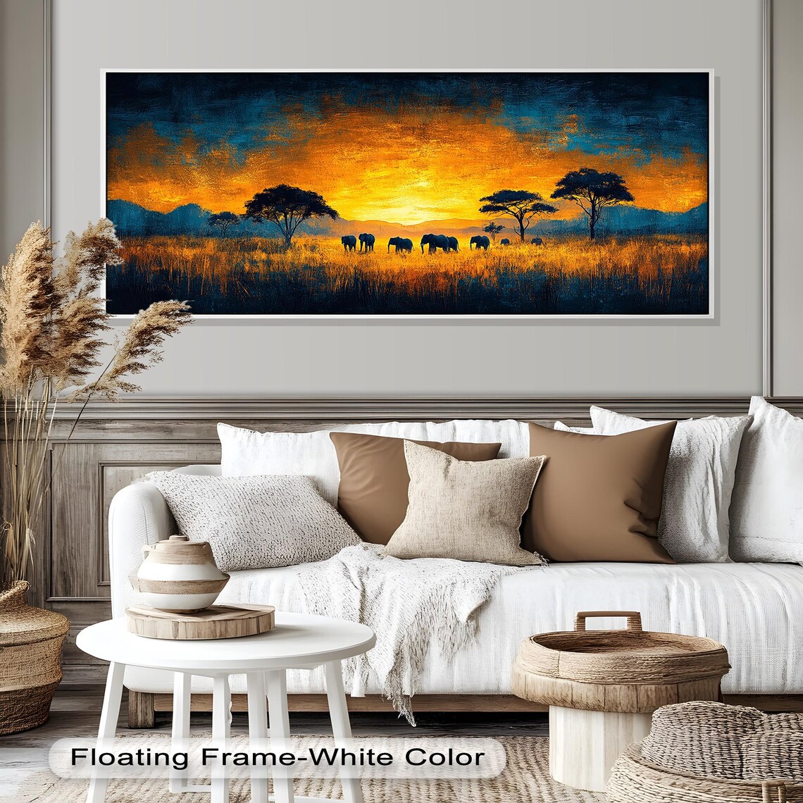 Panoramic Elephant Sunset Wall Art, African Safari - Image 5