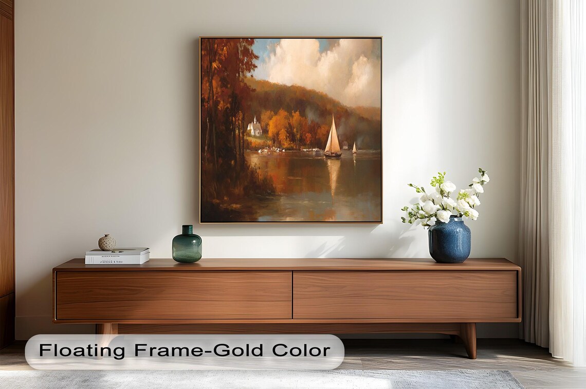 Autumn Lake Sailboat, Tranquil Nature Decor - Image 3